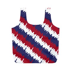 Ny Usa Candy Cane Skyline In Red White & Blue Full Print Recycle Bags (m)  by PodArtist