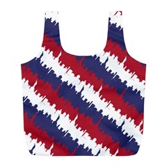 Ny Usa Candy Cane Skyline In Red White & Blue Full Print Recycle Bags (l)  by PodArtist