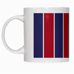 Large Red White And Blue Usa Memorial Day Holiday Vertical Cabana Stripes White Mugs by PodArtist