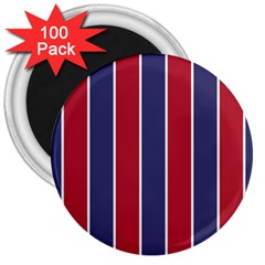 Large Red White And Blue Usa Memorial Day Holiday Vertical Cabana Stripes 3  Magnets (100 Pack) by PodArtist