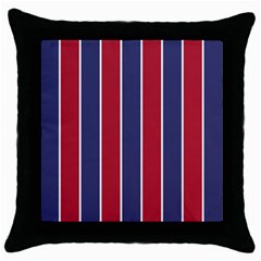 Large Red White And Blue Usa Memorial Day Holiday Vertical Cabana Stripes Throw Pillow Case (black) by PodArtist