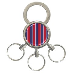 Large Red White And Blue Usa Memorial Day Holiday Vertical Cabana Stripes 3-ring Key Chains by PodArtist