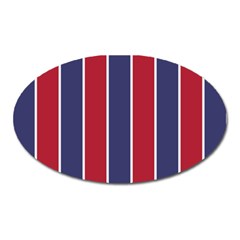 Large Red White And Blue Usa Memorial Day Holiday Vertical Cabana Stripes Oval Magnet by PodArtist