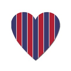 Large Red White And Blue Usa Memorial Day Holiday Vertical Cabana Stripes Heart Magnet by PodArtist