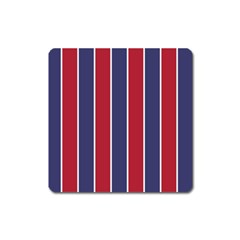 Large Red White And Blue Usa Memorial Day Holiday Vertical Cabana Stripes Square Magnet by PodArtist