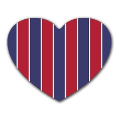 Large Red White And Blue Usa Memorial Day Holiday Vertical Cabana Stripes Heart Mousepads by PodArtist