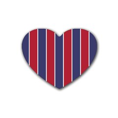 Large Red White And Blue Usa Memorial Day Holiday Vertical Cabana Stripes Heart Coaster (4 Pack)  by PodArtist