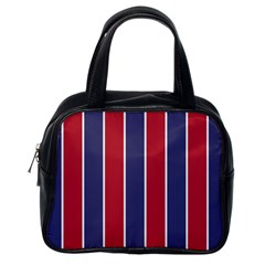 Large Red White And Blue Usa Memorial Day Holiday Vertical Cabana Stripes Classic Handbags (one Side) by PodArtist