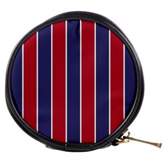 Large Red White And Blue Usa Memorial Day Holiday Vertical Cabana Stripes Mini Makeup Bags by PodArtist