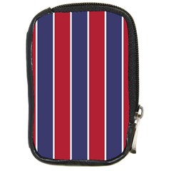 Large Red White And Blue Usa Memorial Day Holiday Vertical Cabana Stripes Compact Camera Cases by PodArtist