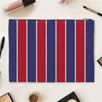 Large Red White and Blue USA Memorial Day Holiday Vertical Cabana Stripes Cosmetic Bag (XL) Back