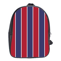 Large Red White And Blue Usa Memorial Day Holiday Vertical Cabana Stripes School Bag (large) by PodArtist