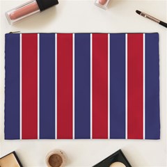 Large Red White And Blue Usa Memorial Day Holiday Vertical Cabana Stripes Cosmetic Bag (xxl)  by PodArtist