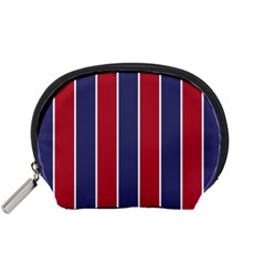 Large Red White And Blue Usa Memorial Day Holiday Vertical Cabana Stripes Accessory Pouches (small)  by PodArtist