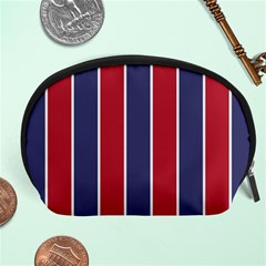 Large Red White And Blue Usa Memorial Day Holiday Vertical Cabana Stripes Accessory Pouches (large)  by PodArtist