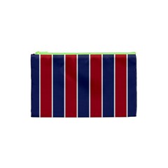 Large Red White And Blue Usa Memorial Day Holiday Vertical Cabana Stripes Cosmetic Bag (xs) by PodArtist