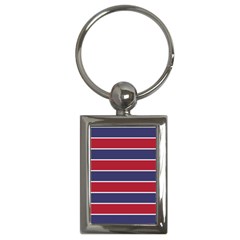 Large Red White And Blue Usa Memorial Day Holiday Horizontal Cabana Stripes Key Chains (rectangle)  by PodArtist