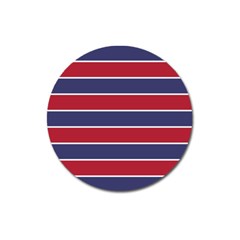 Large Red White And Blue Usa Memorial Day Holiday Horizontal Cabana Stripes Magnet 3  (round) by PodArtist