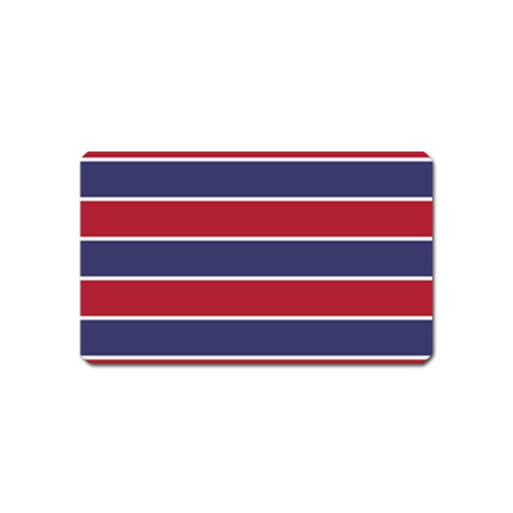 Large Red White and Blue USA Memorial Day Holiday Horizontal Cabana Stripes Magnet (Name Card)