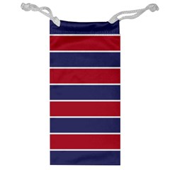 Large Red White And Blue Usa Memorial Day Holiday Horizontal Cabana Stripes Jewelry Bags by PodArtist