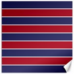 Large Red White and Blue USA Memorial Day Holiday Horizontal Cabana Stripes Canvas 12  x 12   11.4 x11.56  Canvas - 1