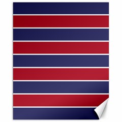 Large Red White And Blue Usa Memorial Day Holiday Horizontal Cabana Stripes Canvas 16  X 20   by PodArtist