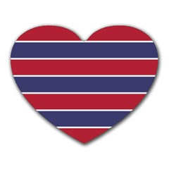 Large Red White And Blue Usa Memorial Day Holiday Horizontal Cabana Stripes Heart Mousepads by PodArtist