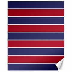 Large Red White And Blue Usa Memorial Day Holiday Horizontal Cabana Stripes Canvas 11  X 14   by PodArtist