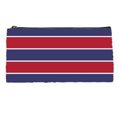 Large Red White And Blue Usa Memorial Day Holiday Horizontal Cabana Stripes Pencil Cases by PodArtist