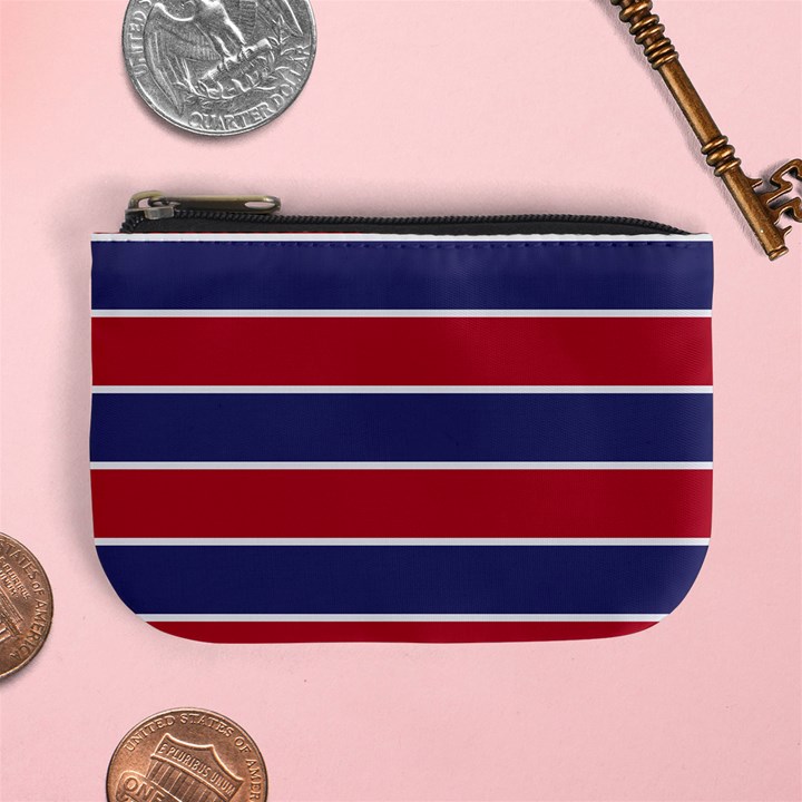 Large Red White and Blue USA Memorial Day Holiday Horizontal Cabana Stripes Mini Coin Purses