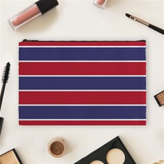 Large Red White And Blue Usa Memorial Day Holiday Horizontal Cabana Stripes Cosmetic Bag (large)  by PodArtist