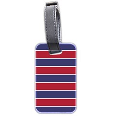 Large Red White And Blue Usa Memorial Day Holiday Horizontal Cabana Stripes Luggage Tags (two Sides) by PodArtist