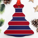 Large Red White and Blue USA Memorial Day Holiday Horizontal Cabana Stripes Christmas Tree Ornament (Two Sides) Front