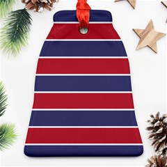 Large Red White And Blue Usa Memorial Day Holiday Horizontal Cabana Stripes Bell Ornament (two Sides) by PodArtist