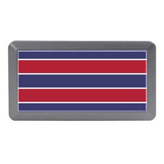 Large Red White And Blue Usa Memorial Day Holiday Horizontal Cabana Stripes Memory Card Reader (mini) by PodArtist