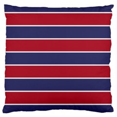 Large Red White And Blue Usa Memorial Day Holiday Horizontal Cabana Stripes Large Cushion Case (two Sides) by PodArtist