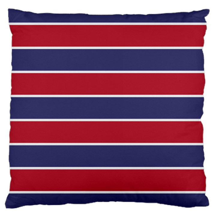 Large Red White and Blue USA Memorial Day Holiday Horizontal Cabana Stripes Large Cushion Case (Two Sides)