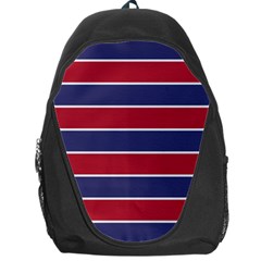 Large Red White And Blue Usa Memorial Day Holiday Horizontal Cabana Stripes Backpack Bag by PodArtist