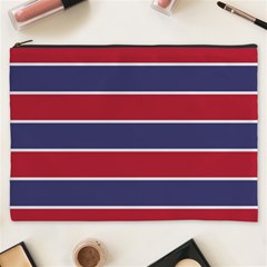 Large Red White And Blue Usa Memorial Day Holiday Horizontal Cabana Stripes Cosmetic Bag (xxxl)  by PodArtist