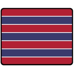 Large Red White And Blue Usa Memorial Day Holiday Horizontal Cabana Stripes Double Sided Fleece Blanket (medium)  by PodArtist