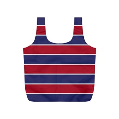 Large Red White And Blue Usa Memorial Day Holiday Horizontal Cabana Stripes Full Print Recycle Bags (s)  by PodArtist