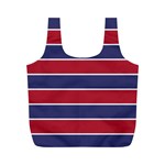 Large Red White and Blue USA Memorial Day Holiday Horizontal Cabana Stripes Full Print Recycle Bags (M)  Back