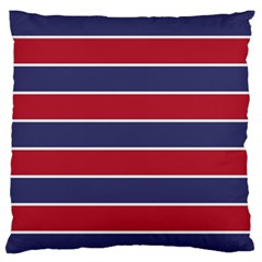 Large Red White And Blue Usa Memorial Day Holiday Horizontal Cabana Stripes Standard Flano Cushion Case (one Side) by PodArtist