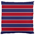 Large Red White and Blue USA Memorial Day Holiday Horizontal Cabana Stripes Large Flano Cushion Case (One Side) Front