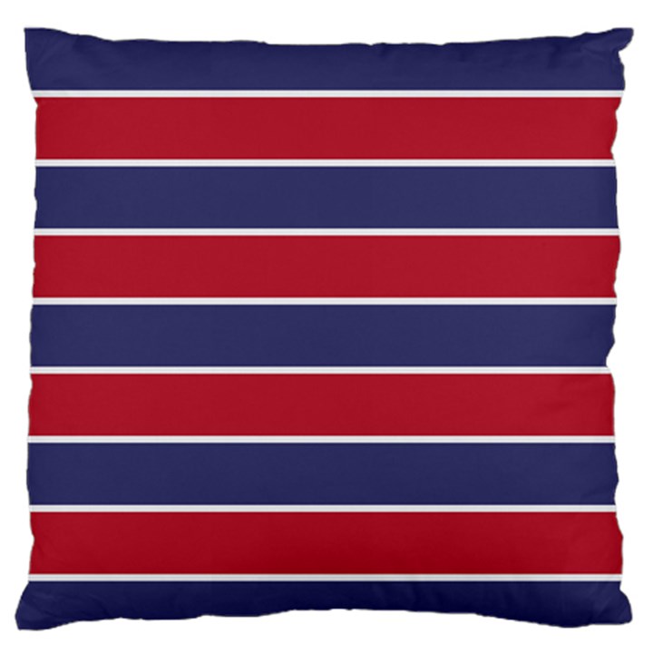 Large Red White and Blue USA Memorial Day Holiday Horizontal Cabana Stripes Large Flano Cushion Case (Two Sides)