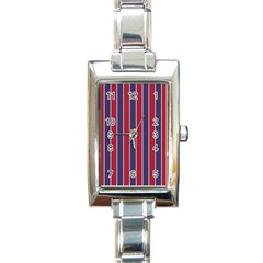 Large Red White And Blue Usa Memorial Day Holiday Pinstripe Rectangle Italian Charm Watch by PodArtist