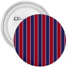 Large Red White And Blue Usa Memorial Day Holiday Pinstripe 3  Buttons by PodArtist