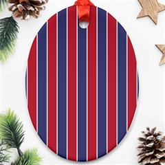 Large Red White And Blue Usa Memorial Day Holiday Pinstripe Ornament (oval) by PodArtist