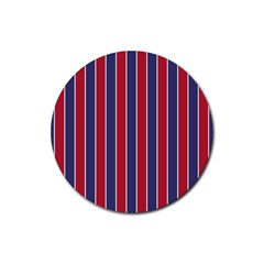 Large Red White And Blue Usa Memorial Day Holiday Pinstripe Rubber Coaster (round)  by PodArtist