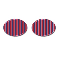 Large Red White And Blue Usa Memorial Day Holiday Pinstripe Cufflinks (oval) by PodArtist